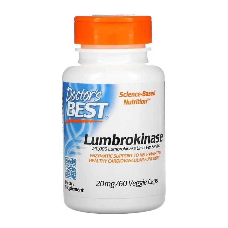 DOCTOR'S BEST Lumbrokinase 20 mg 60 veg caps.
